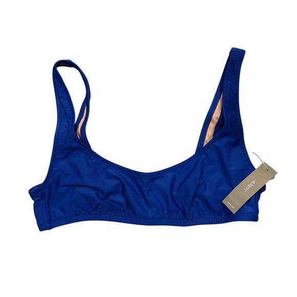 NWT J. Crew Heritage Scoop Neck Bikini Top, Swimsuit, Blue, Sz M - Picture 1 of 3